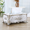 European Rose Pattern Gold Tissue Box Luxury Decorative Paper Holder