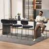 Fabric Counter Bar Stools with Back and Metal Legs Footrest Set of 4