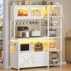 Farmhouse Coffee Bar Cabinet with Glass Door and Wine Rack Bakers Rack