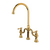 Fashion Kitchen Faucet Antique Dual Handles Brass Water Mixer Faucet