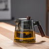 Glass Tea Kettle with Infuser Heat Resistant Teapot with Wooden Handle