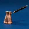 Hand-Engraved Copper Cezve Turkish Coffee Pot with Wooden Handle