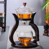 Heat Resistant Glass Tea Set featuring a Magnetic Water Rotating Cover