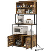 Industrial Microwave Stand Storage Kitchen Bakers Rack with Outlet