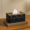 Large Capacity Ripple Tissue Box Holder with Solid Wooden Lid