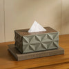 Large Capacity Ripple Tissue Box Holder with Solid Wooden Lid