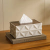 Large Capacity Ripple Tissue Box Holder with Solid Wooden Lid
