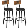 Leather Upholstered Bar Chairs with Backrest Footrest Bar Stools Set