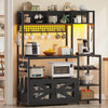 Microwave Stand with Storage Farmhouse Coffee Bar Cabinet Wine Rack