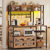 Microwave Stand with Storage Farmhouse Coffee Bar Cabinet Wine Rack