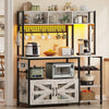 Microwave Stand with Storage Farmhouse Coffee Bar Cabinet Wine Rack