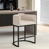 Modern Barrel Bar Stools with Backrest and Arms Faux Leather Accent