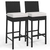 Outdoor Rattan Bar Stools Height Stools with Cushions Armless Set of 2