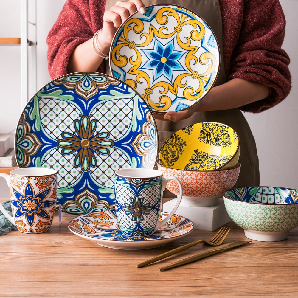 Pattern Porcelain Tableware Dinnerware Dinner Set with Dinner Plate – Kitchen Groups