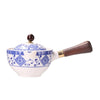 Portable Rotating Ceramic Teapot Tea Maker Infuser with Wooden Handle