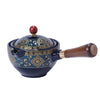 Portable Rotating Ceramic Teapot Tea Maker Infuser with Wooden Handle