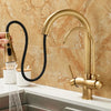 Pull Out Kitchen Faucet Solid Brass Crane Kitchen Deck Mounted Tap