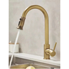 Pull-Out Rotating Spout Water Mixer Tap Antique Brass Kitchen Faucet