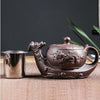 Purple Clay Teapot Single Pot with Built-in Stainless Steel Filter