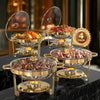 Round Chafing Dish Set Stainless Steel Buffet Warmer for Parties Event