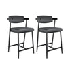 Set of 2 Counter Height Bar Stools 26″ Barstools with Back and Footrest