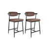 Set of 2 Counter Height Bar Stools 26″ Barstools with Back and Footrest