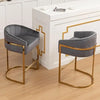 Set of 2 Modern Barrel Stools with Shell Back Gold Velvet Bar Stools
