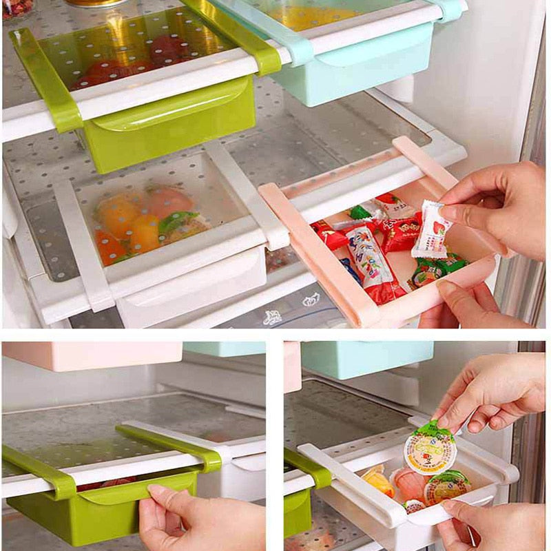 Freezer Storage Rack Guide Slide Kitchen Fridge Organizer Freezer Storage Rack Space Saver ...