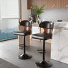 Solid Wood Bar Chair with Backrest Leather Cushion Set of 2 Bar Stools