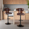 Solid Wood Bar Chair with Backrest Leather Cushion Set of 2 Bar Stools