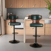 Solid Wood Bar Chair with Backrest Leather Cushion Set of 2 Bar Stools