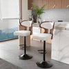 Solid Wood Bar Chair with Backrest Leather Cushion Set of 2 Bar Stools