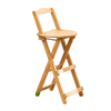Solid Wood Folding Kitchen Bar Stools High Chair Stool with Backrest