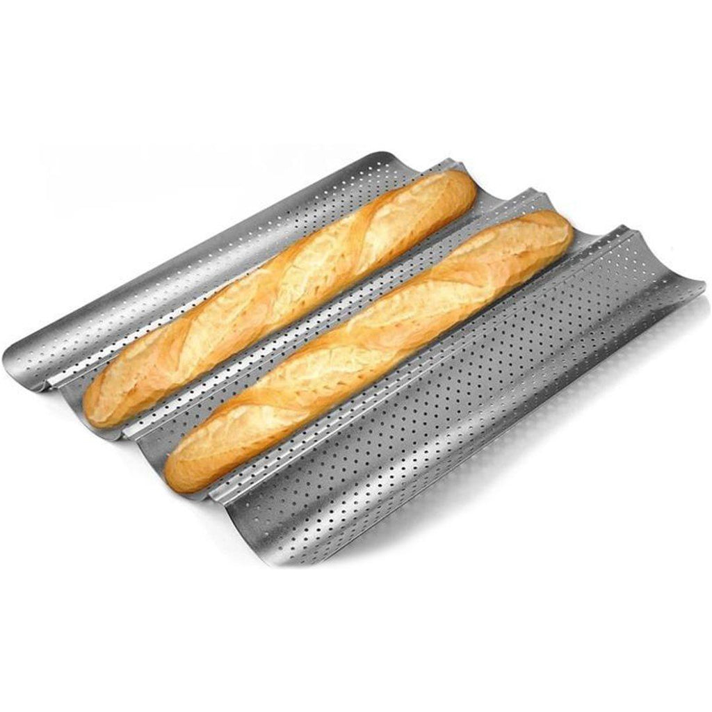 Stainless Steel Baguette Or French Bread Pan With Grooves Kitchen Groups