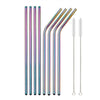 Stainless Steel Color Reusable Metal Straws Set with Cleaner Brush