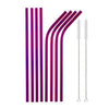 Stainless Steel Color Reusable Metal Straws Set with Cleaner Brush