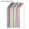 Stainless Steel Color Reusable Metal Straws Set with Cleaner Brush