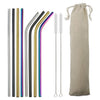 Stainless Steel Colorful Straw Reusable Bent Straight Straw Set