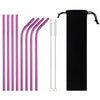 Stainless Steel Colorful Straw Reusable Bent Straight Straw Set