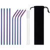 Stainless Steel Colorful Straw Reusable Bent Straight Straw Set