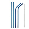 Stainless Steel Colorful Straw Reusable Bent Straight Straw Set