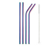 Stainless Steel Colorful Straw Reusable Bent Straight Straw Set