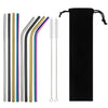 Stainless Steel Colorful Straw Reusable Bent Straight Straw Set