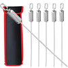 Stainless Steel Flat BBQ Skewers Kabob Grill Skewers Sliding Handle
