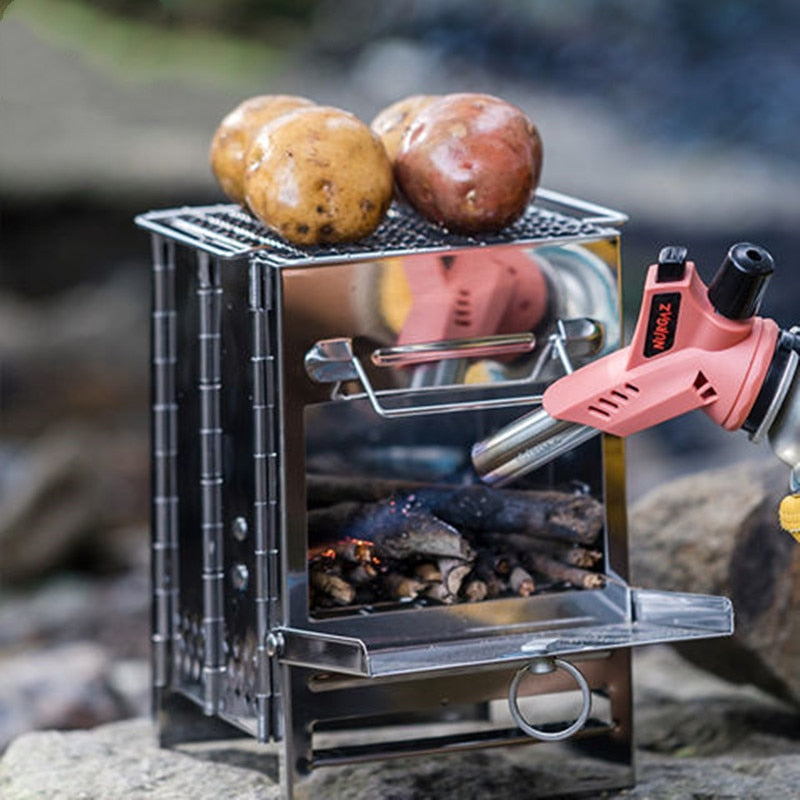 Stainless Steel Mini Outdoor Firewood Stove Portable Camping Grill –  Kitchen Groups