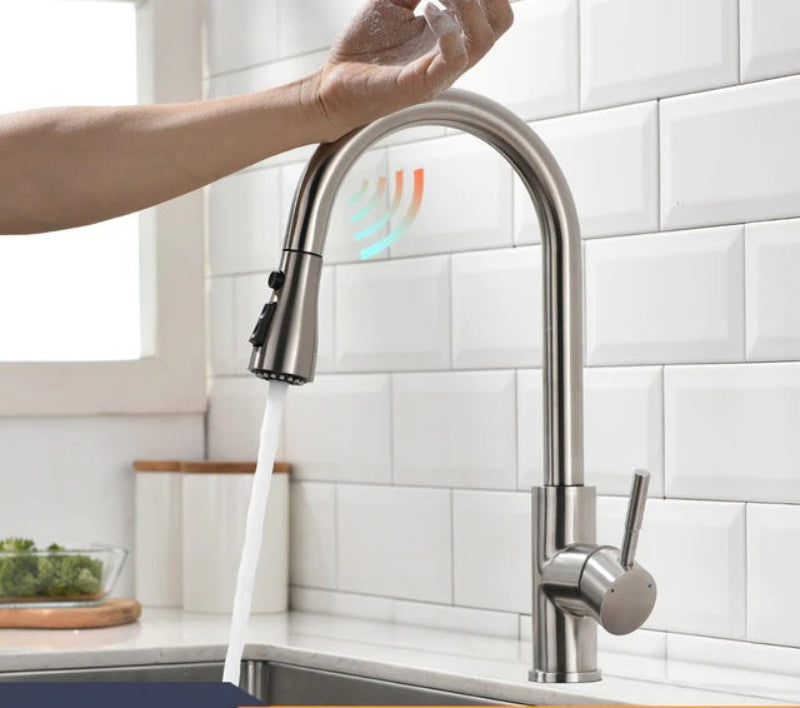 Stainless Steel Sensor Kitchen Water Tap, A Smart Touch Kitchen Faucet ...