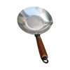 Stainless Steel Sugar Melting Pan Wok with Pour Spout Wooden Handle