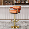 Swivel Bar Stool Leather Counter Chair with Backrest and Footrest