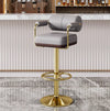 Swivel Bar Stool Leather Counter Chair with Backrest and Footrest