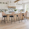 Swivel Rattan Bar Stools Set of 4 Mid-Century Counter Height Barstools